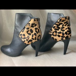 Calvin Klein Black & Leopard Ankle Bootie